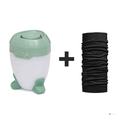 Latarka biwakowa Black Diamond Orbiter 450, desert sage + Chusta wielofunkcyjna Buff Merino Lightweight, solid black