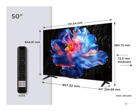 Telewizor TCL 50P69K LED 50'' 4K Ultra HD Google TV Dolby Digital DVB-T2 Czarny