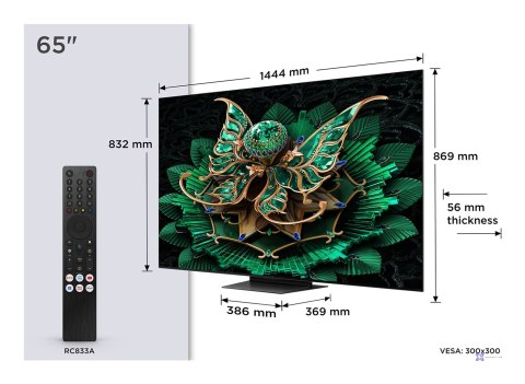 Telewizor TCL 65C7K QD-Mini LED 65'' 4K Ultra HD Google TV Dolby Atmos DVB-T2 Metaliczny