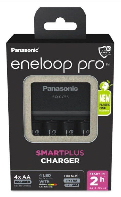 ŁADOWARKA PANASONIC SMARTPLUS + 4x AA ENELOOP PRO 2500 mAh