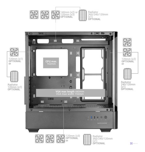 TACENS MARS MC-LCDPRO 7.2" IPS LCD ATX- obudowa