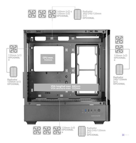 TACENS MARS MC-LCDPRO 7.2" IPS LCD ATX- obudowa