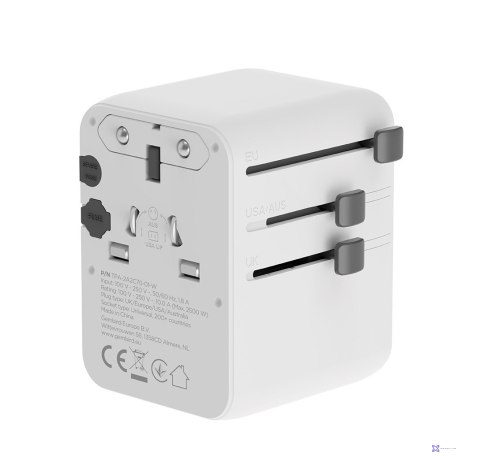 GEMBIRD UNIWERSALNY ADAPTER PODRÓŻNY 70 W, BIAŁY