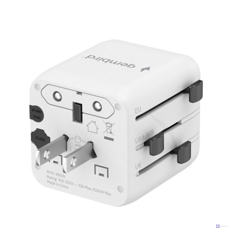GEMBIRD UNIWERSALNY ADAPTER PODRÓŻNY BIAŁY