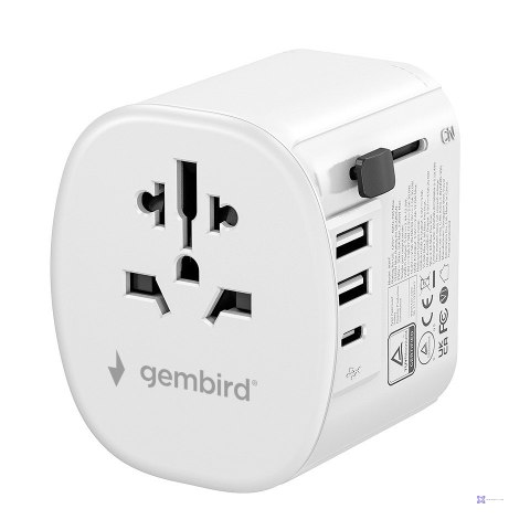 GEMBIRD UNIWERSALNY ADAPTER PODRÓŻNY Z UZIEMIENIEM 15 W, BIAŁY