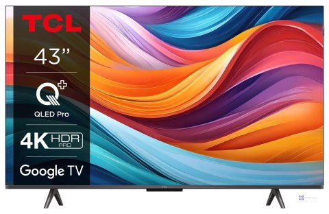 Telewizor TCL 43T7B QLED 43'' 4K Ultra HD Google TV Dolby Atmos DVB-T2 Czarny