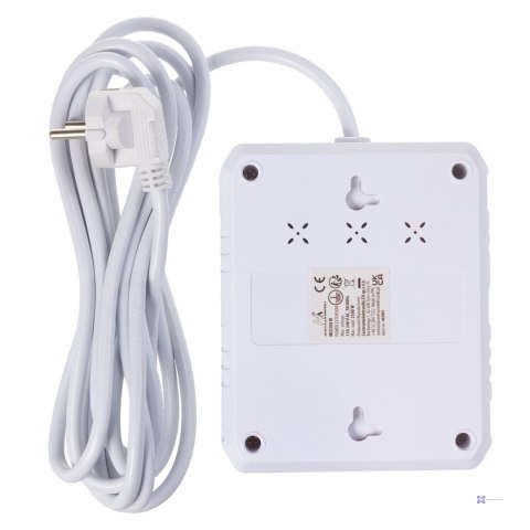 MACLEAN LISTWA ZASILAJĄCA, PRZEDŁUŻACZ 2 GNIAZDA + 3XUSB, 110-240V AC 50/60HZ, 2.1A MAX 2500W, 3 M, BIAŁA MCE388 W