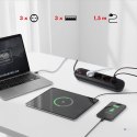 MACLEAN LISTWA ZASILAJĄCA, PRZEDŁUŻACZ 3 GNIAZDA + 3XUSB, 110-240V AC 50/60HZ, 2.1A MAX 2500W, 1,5M, CZARNA MCE394 B