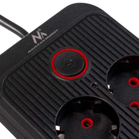 MACLEAN LISTWA ZASILAJĄCA, PRZEDŁUŻACZ 6 GNIAZD + 4XUSB, 110-240V AC 50/60HZ, 2.1A MAX 2500W, 1,5 M, CZARNA MCE389 B