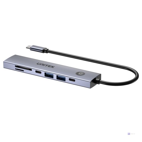 UNITEK HUB USB-C 7W1 PD 100W HDMI 2.0 Z PRZYCISKIEM ON/OFF