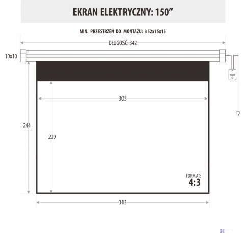 EKRAN ELEKTRYCZNY 150" 305x229cm z pilotem EM-150 4:3E ART PREM