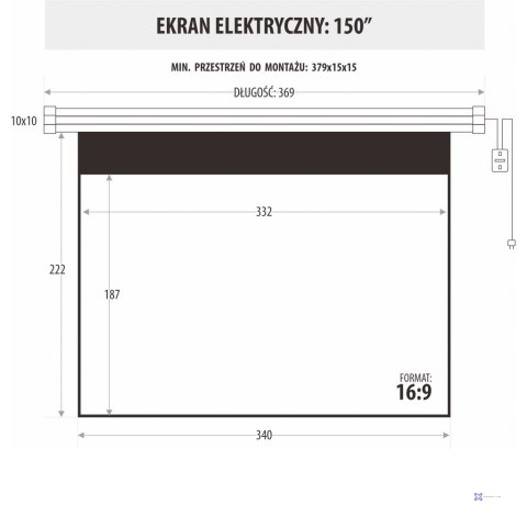 EKRAN ELEKTRYCZNY 150" 332x187cm z pilotem EM-150 16:9E ART PREM
