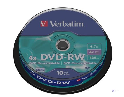 Płyty DVD-RW Verbatim 4x 4.7GB (Cake 10) MATT SILVER