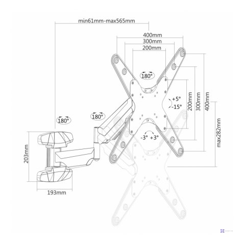 UCHWYT DO TV LED/LCD 23-55" 30KG AR-84G reg. pion/poziom GAZOWY