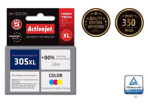 Activejet AH-305CRX Tusz (zamiennik HP 305XL 3YM63AE; Premium; 18 ml; kolor czerwony, niebieski, żółty) (WYPRZEDAŻ)