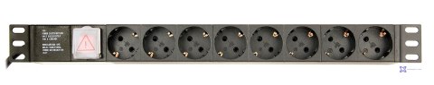 GEMBIRD LISTWA ZASILAJĄCA RACK 19" PDU EG-PDU-014-C14 1U, 10A, 8X SCHUKO, WTYK C14, KABEL 3M