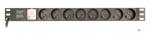 GEMBIRD LISTWA ZASILAJĄCA RACK 19" PDU EG-PDU-014-FC14 1U, 16A, 8X FRANCUSKIE GNIAZDO, WTYK C14, KABEL 3M
