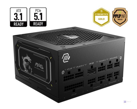 Zasilacz MSI MAG A850GL 850W PCIE5 II 80+ Gold ATX 3.1 (WYPRZEDAŻ)