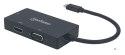MANHATTAN ADAPTER MULTIPORT USB-C 3.1 NA HDMI/DVI/VGA M/F