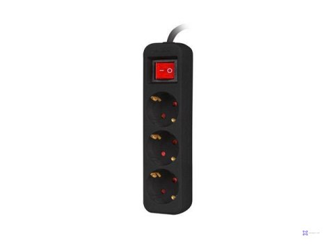 Listwa przedłużacz Lanberg 1,5m czarna 3x 230V Schuko z wyłącznikiem, kabel wykonany z pełnej miedzi