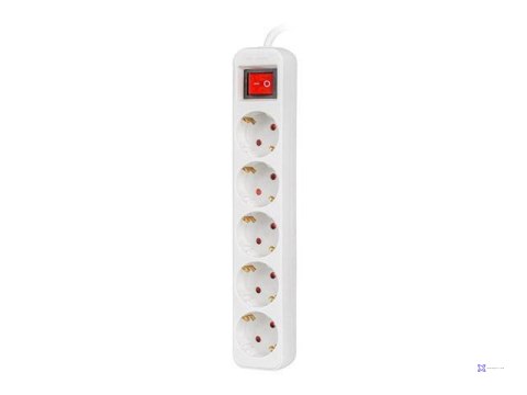 Listwa przedłużacz Lanberg 3m biała 5x 230V Schuko z wyłącznikiem, kabel wykonany z pełnej miedzi