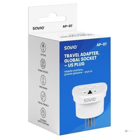 SAVIO ADAPTER PODRÓŻNY GNIAZDO GLOBALNE - WTYK US AP-07