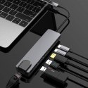 GEMBIRD MULTI ADAPTER USB TYPE-C 5W1 (USB AF AND TYPE-C HUB + HDMI + PD+LAN) SZARY