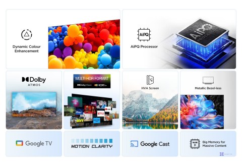 Telewizor TCL 55V6C DLED 55'' 4K Ultra HD Google TV Dolby Atmos DVB-T2 Metaliczny (OUTLET)