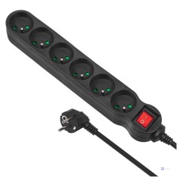 Listwa zasilająca przedłużacz Maclean MCE188 6 gniazd z wyłącznikiem czarna 5m 2300W