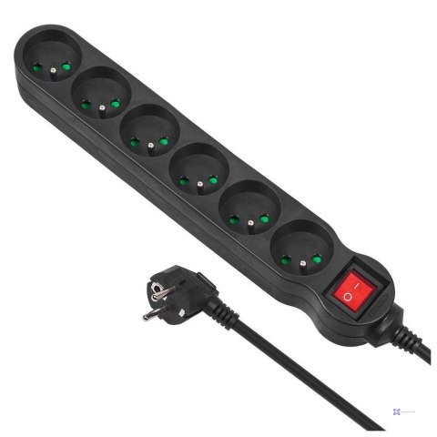 Listwa zasilająca przedłużacz Maclean MCE188 6 gniazd z wyłącznikiem czarna 5m 2300W