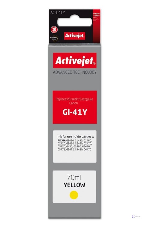 Activejet AC-G41Y Buteleczka z tuszem (zamiennik do Canon GI-41Y 4545C001; Supreme; 70 ml; żółty)