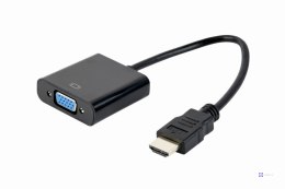 Adapter GEMBIRD A-HDMI-VGA-04 (HDMI M - D-Sub (VGA) F; 0,15m; kolor czarny)