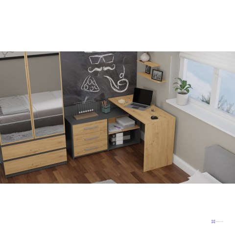 BIURKO NAROŻNE DANY ANTRACYT ARTISAN KOMPLET