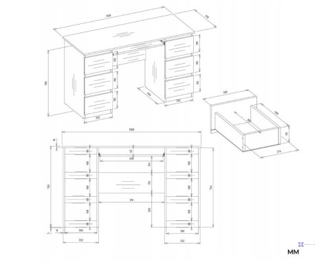 ZESTAW BIURKO KUBA + NADSTAWKA BIEL