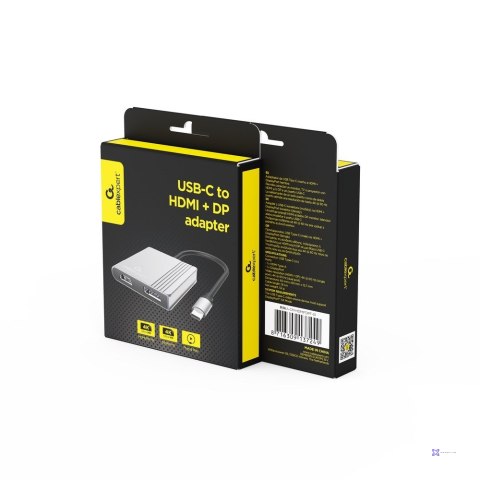 GEMBIRD ADAPTER USB-C DO HDMI + DP 4K 60HZ, CZARNY