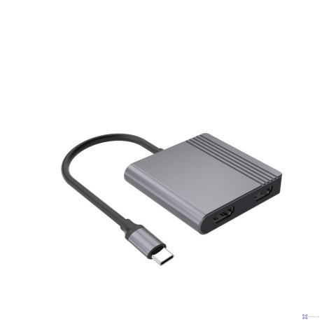 GEMBIRD MULTI ADAPTER USB TYPE-C 3 W 1 (PORT USB + HDMI + PD), KOLOR SZARY