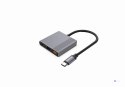 GEMBIRD MULTI ADAPTER USB TYPU C 3 W 1 (PORT USB + HDMI + WIDEO USB-C), KOLOR SZARY
