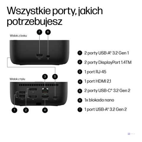 Stacja dokująca + zasilacz HP USB-C Dock G6 100W czarna 9X3V1UT#ABB