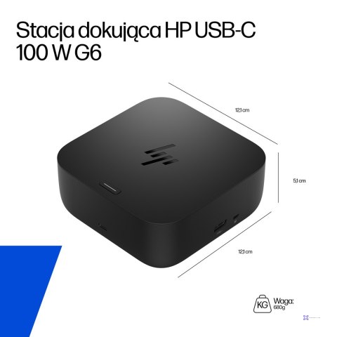 Stacja dokująca + zasilacz HP USB-C Dock G6 100W czarna 9X3V1UT#ABB