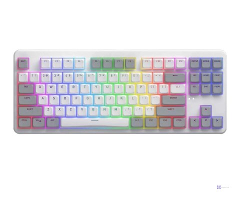 Klawiatura dla graczy Hator Rockfall 3 TKL bezprzewodowa mechaniczna biała, klawisze szaro-białe