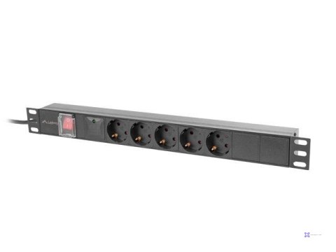 Listwa zasilająca Lanberg Rack PDU 19" 1U 16A 5x 230V Schuko 2m Czarna