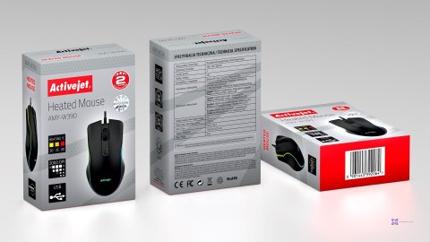 Podgrzewana mysz przewodowa Activejet USB AMY-W390; 30°C / 35°C / 40°C