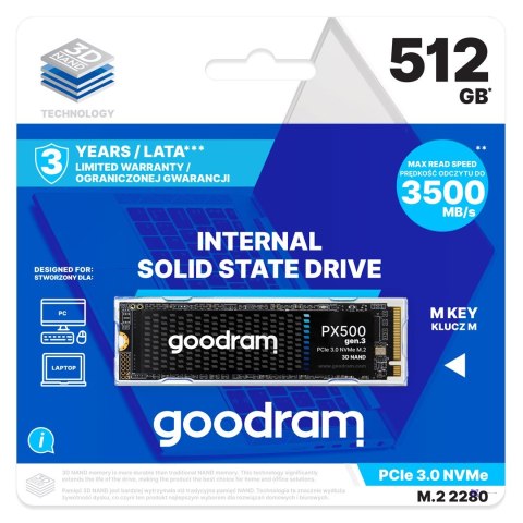 SSD GOODRAM PX500 GEN.3 PCIe 3x4 512GB M.2 2280 RETAIL (OUTLET)