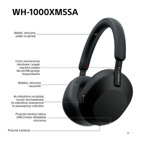 Słuchawki bezprzewodowe SONY WH-1000XM5SA Black (OUTLET)