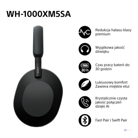 Słuchawki bezprzewodowe SONY WH-1000XM5SA Black (OUTLET)