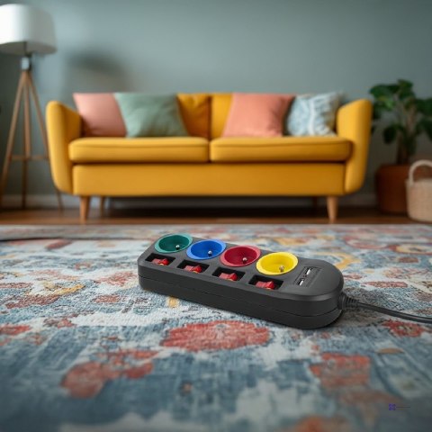 MACLEAN LISTWA ZASILAJĄCA 4 GNIAZDA 2XUSB MCE229B