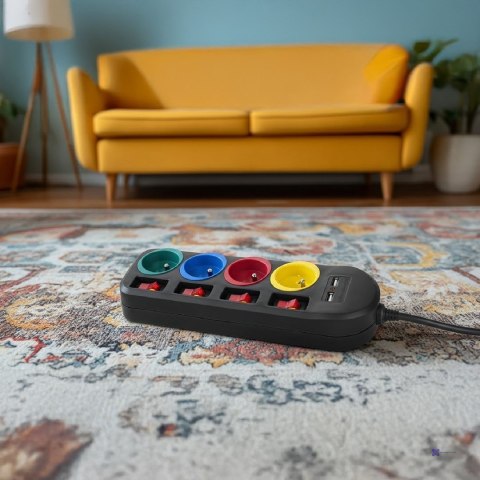 MACLEAN LISTWA ZASILAJĄCA 4 GNIAZDA 2XUSB MCE229B