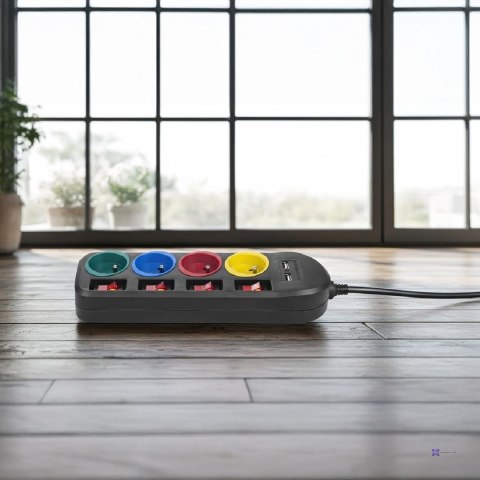 MACLEAN LISTWA ZASILAJĄCA 4 GNIAZDA 2XUSB MCE229B