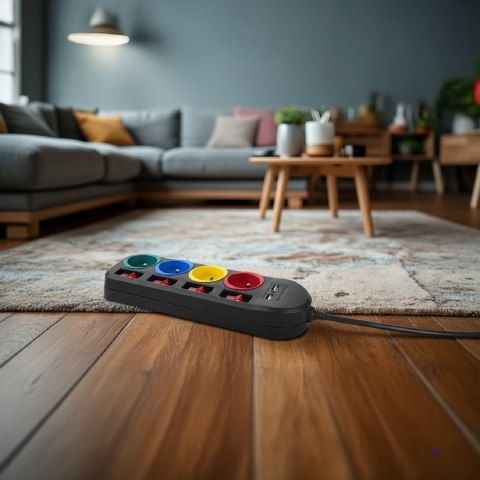 MACLEAN LISTWA ZASILAJĄCA 4 GNIAZDA 2XUSB MCE229B