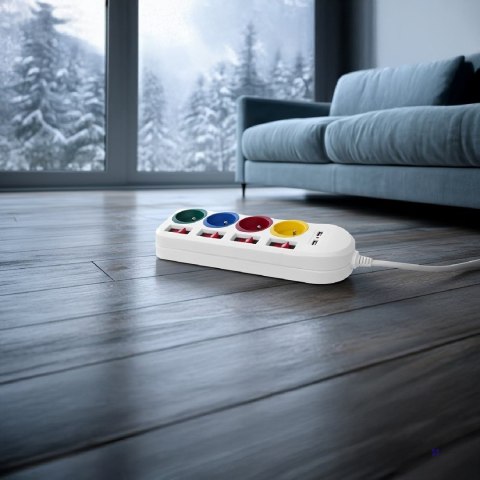 MACLEAN LISTWA ZASILAJĄCA 4 GNIAZDA 2XUSB MCE229W